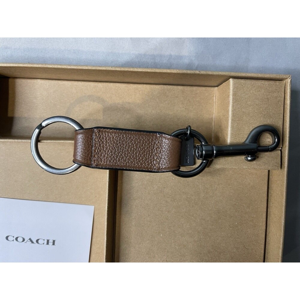 COACH LEATHER BROWN Restored Trigger Snap Key Fob KEYRING KEYCHAIN - Picture 3 of 5